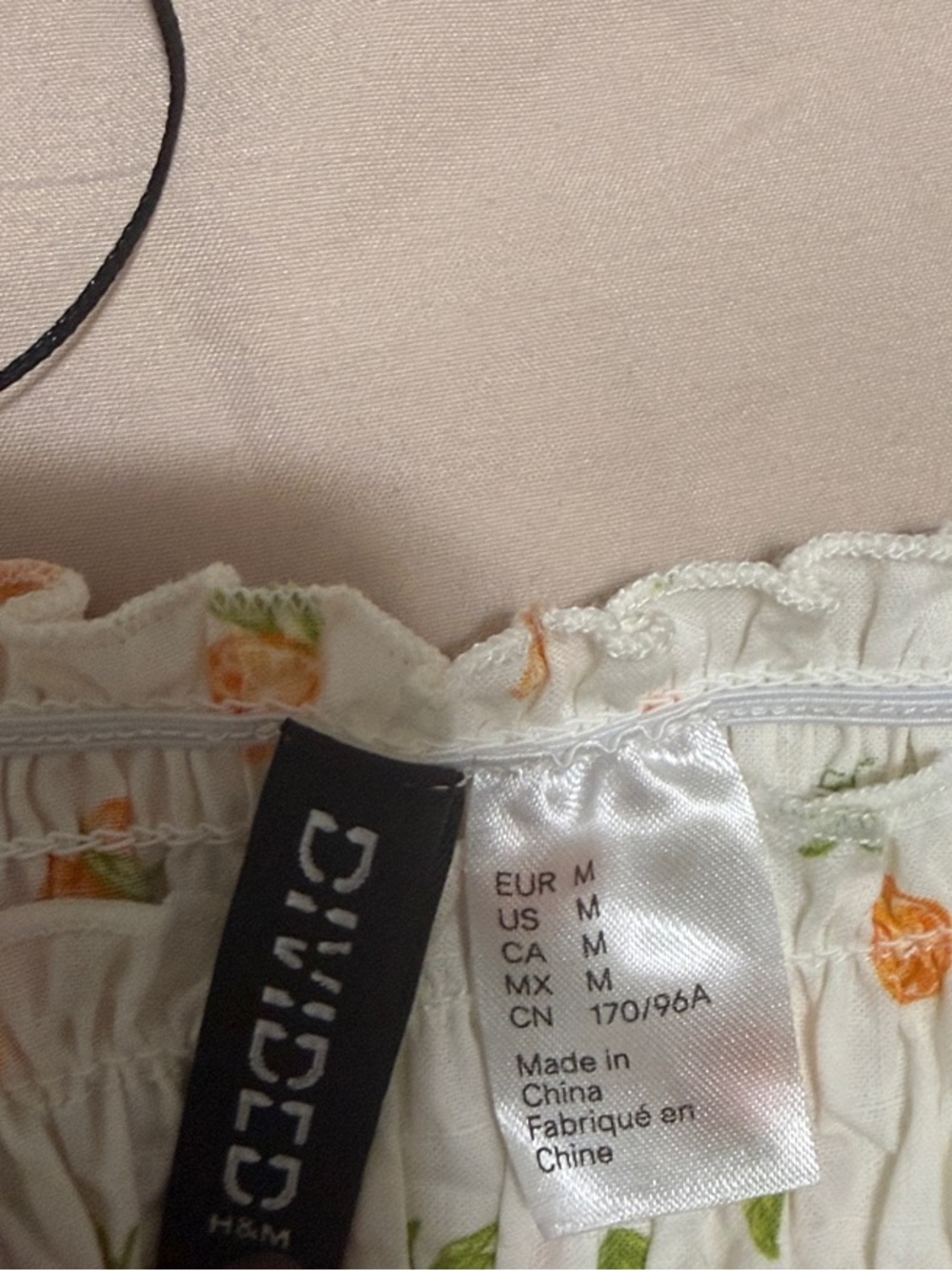H&M Women White Smocked Skirt with Orange Floral Print